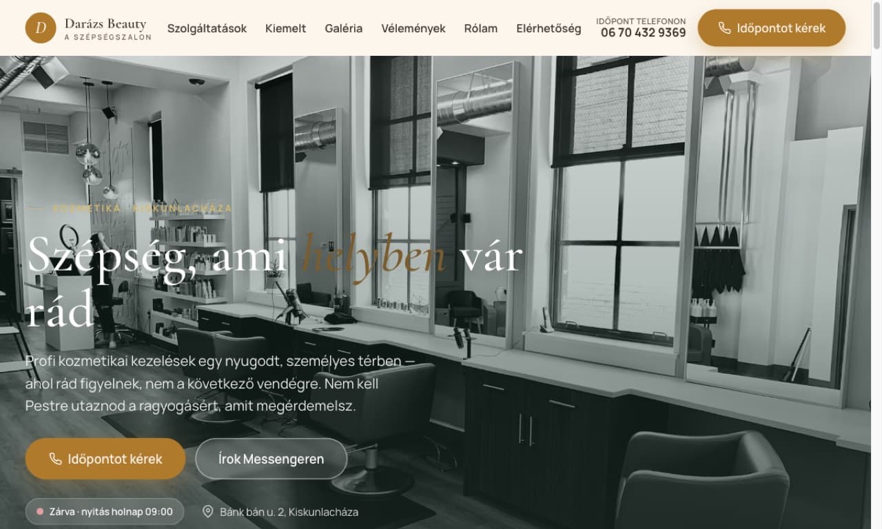 Darázs Beauty — weboldal