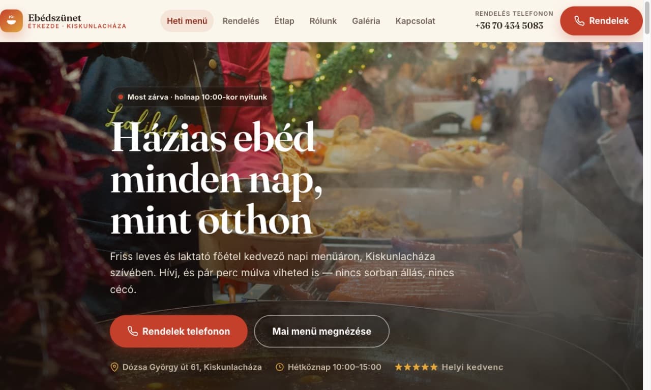 Ebédszünet Étkezde — weboldal
