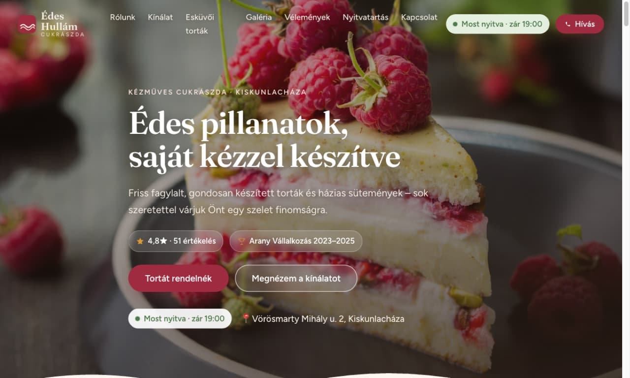 Édes Hullám Cukrászda — weboldal