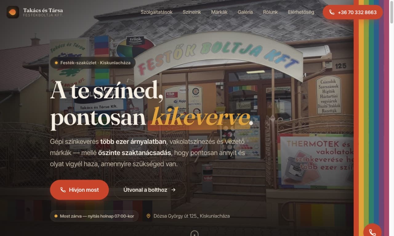 Takács és Társa Festőkboltja — weboldal
